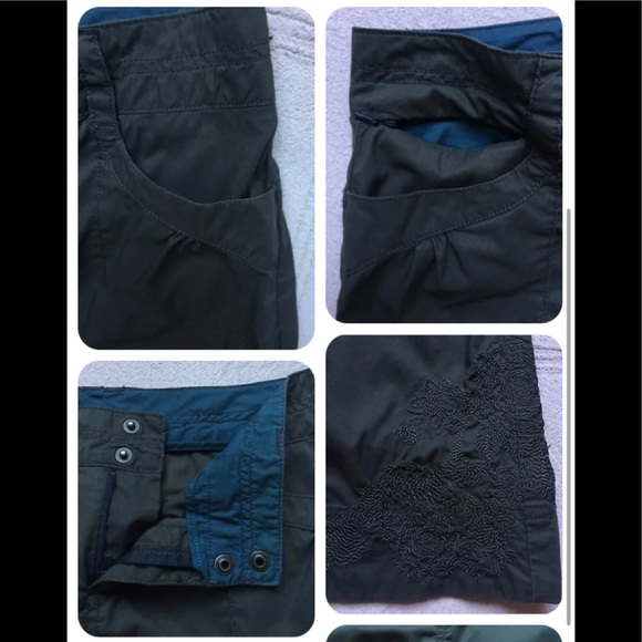 REI Mini Skirt, Sz  2, Army Green, Back Pockets, Double Button Front Zipper, EUC - Picture 3 of 4